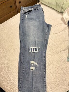 Denim 24/7 Plus Size Blue Distressed Women's Jeans